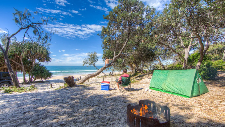 Beach camping near Brisbane