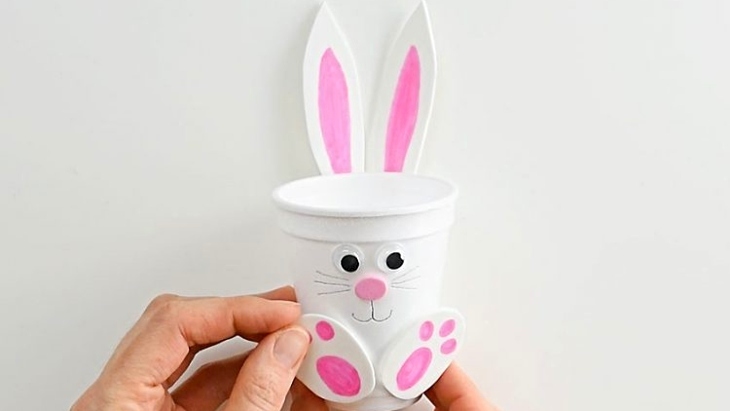 How to Make Foam Cup Bunnies are one of our top Easter Crafts to Get Creative With Kids (and Keep Them Entertained for Hours)