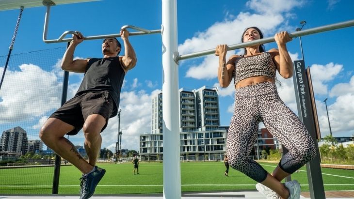 Parents exercise class at Gunyama Park