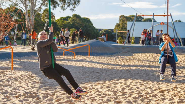 Kids on a flying fox