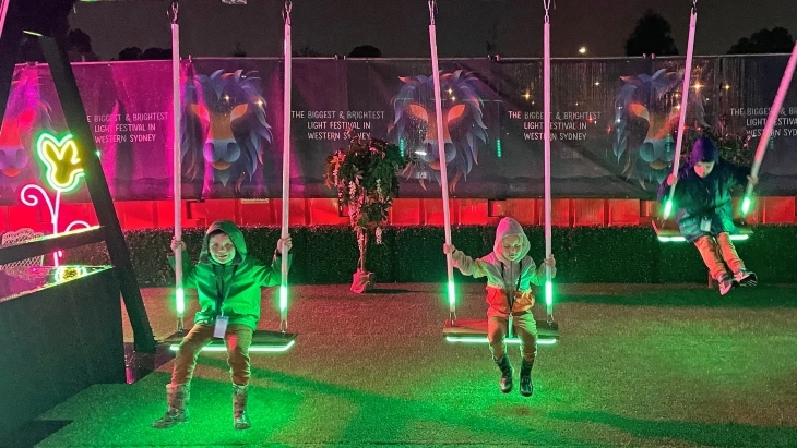 GLOW at Sydney Zoo Kinetic Swings