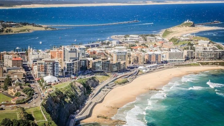 Nobbys Beach aerial view