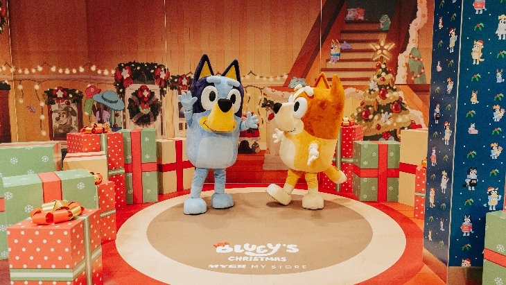 Myer's Christmas window with Bluey