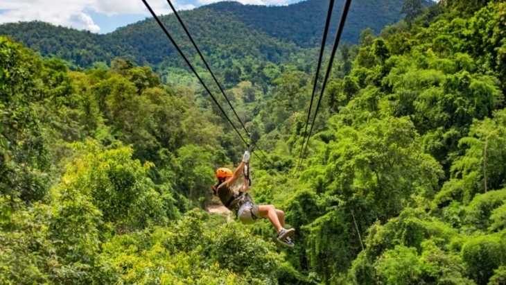 Ziplining through the jungle