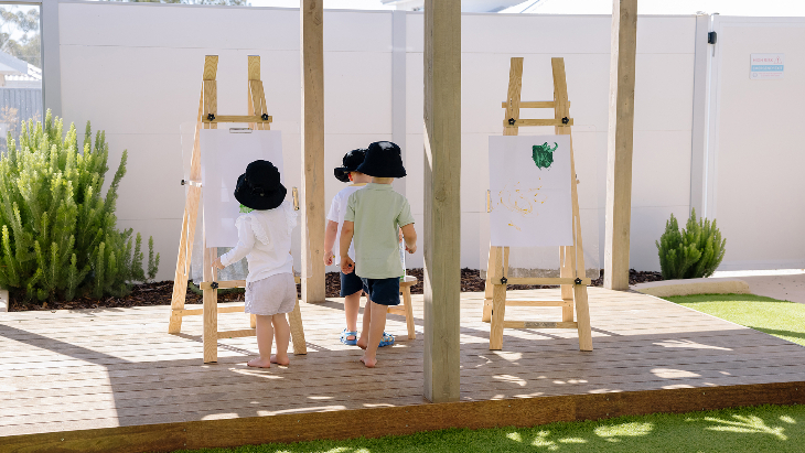 A dedicated outdoor atelier art studio at Nido Early School Kew.