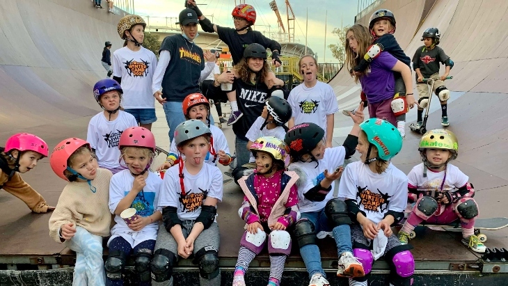 Kids at the Monster Skatepark School Holiday Camp