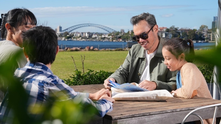 Family dining on Cockatoo Island