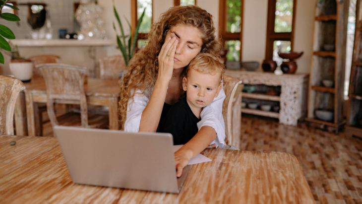 Stressed out mum with toddler