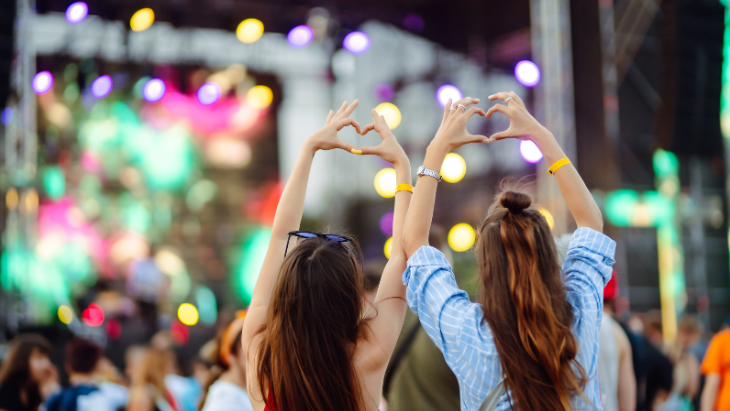 Young girls at a twilight concert