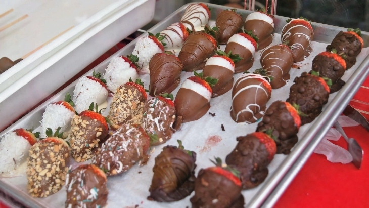 Tray of chocolate covered strawberries