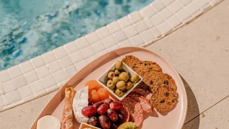 Charcuterie board by the pool