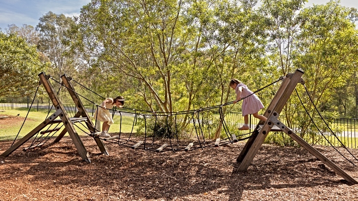 Kids in the playground at the Australian Botanic Garden Mount Annan 