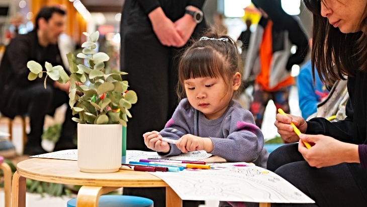 A child doing craft activities at Westfield Sydney Kids Craft 