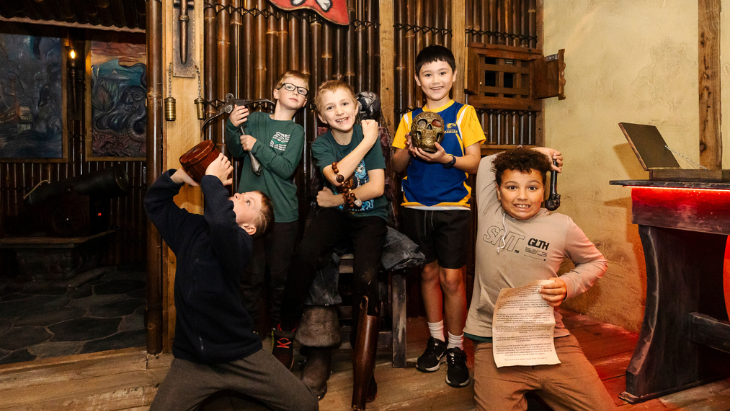 Kids in the Pirates themed escape room