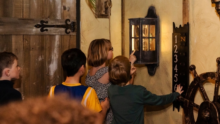 Kids try to escape the Pirates room at Escape This Melbourne