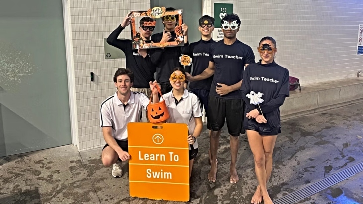 Swim Instructors dressed up for Halloween