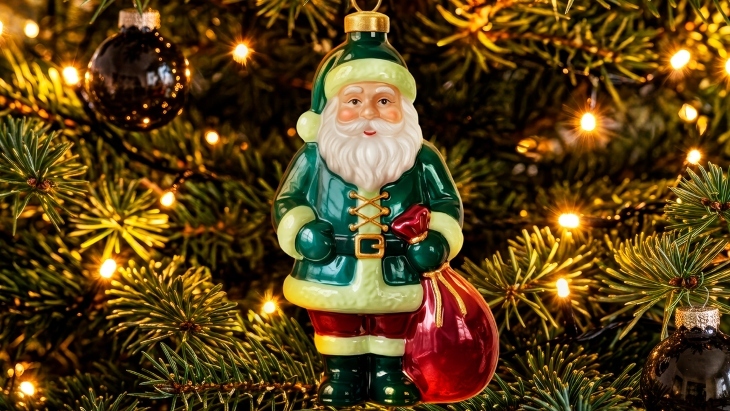 Santa Christmas ornament on tree