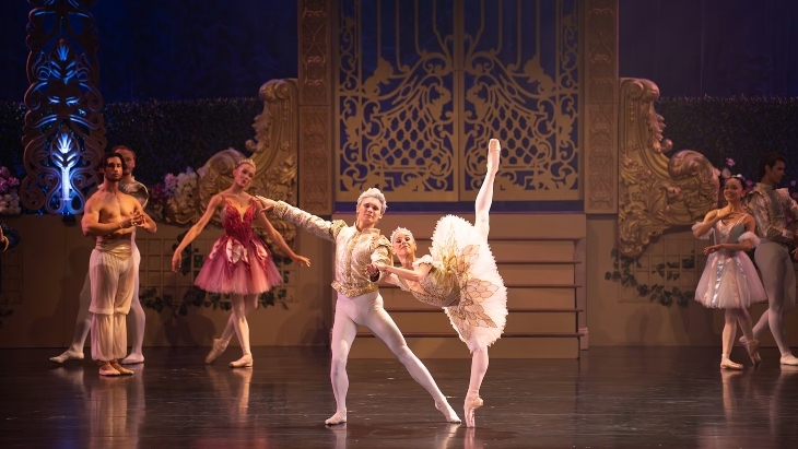Ballet dancers on stage perform The Nutcracker