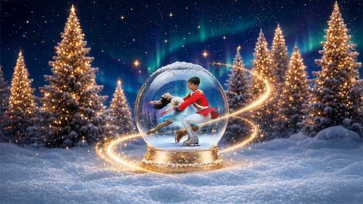 Nutcracker dancers in a snow globe 