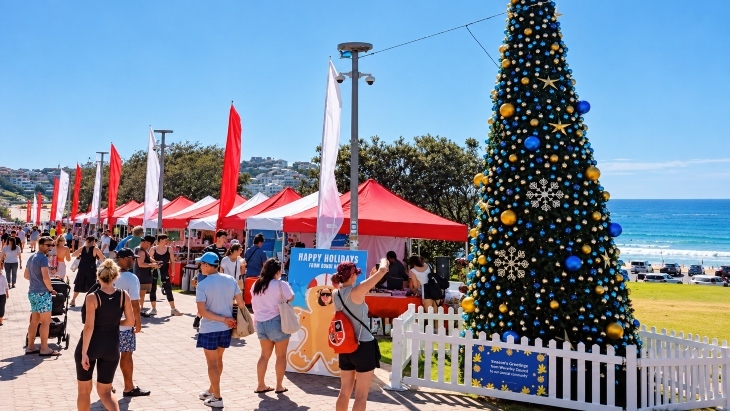 Christmas stalls at Bondi Beach