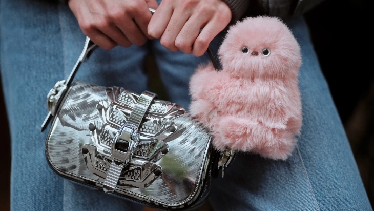 Pink mirumi on a bag