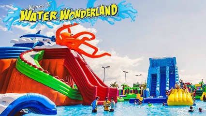Water wonderland liverpool catholic club easter school holidays water parks giant inflatables sydney kidssouth west sydney