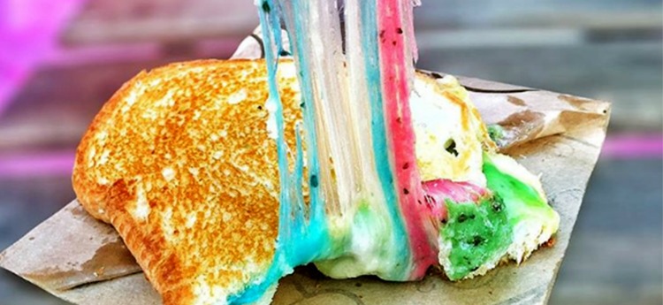 Rainbow grilled cheese sandwich from Hong Kong's Kala Toast