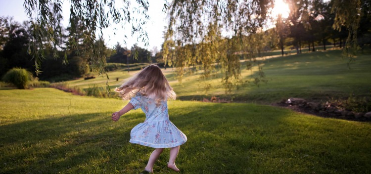 running little girl
